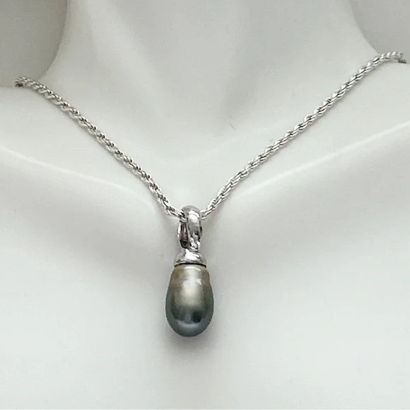 Platinum Gray Baroque Pearl Sterling Silver Necklace - Picture 1 of 9